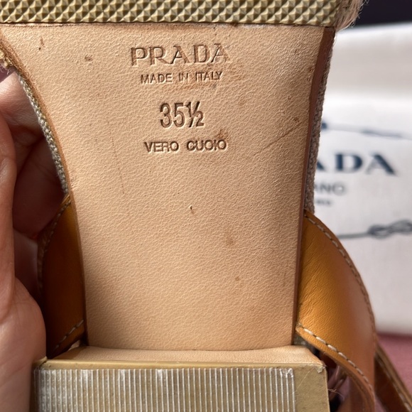 Prada Snake Gold Calf Sandals 35 1/2 - Picture 6 of 12